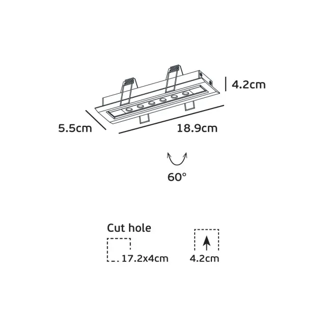 Kit 04441/WB/W Χωνευτό κινητό φωτιστικό οροφής led 6x1W 3000K 18.9x5.5x4.2cm λευκό+μαύρο Άσπρο Άσπρο/Μαύρο 3