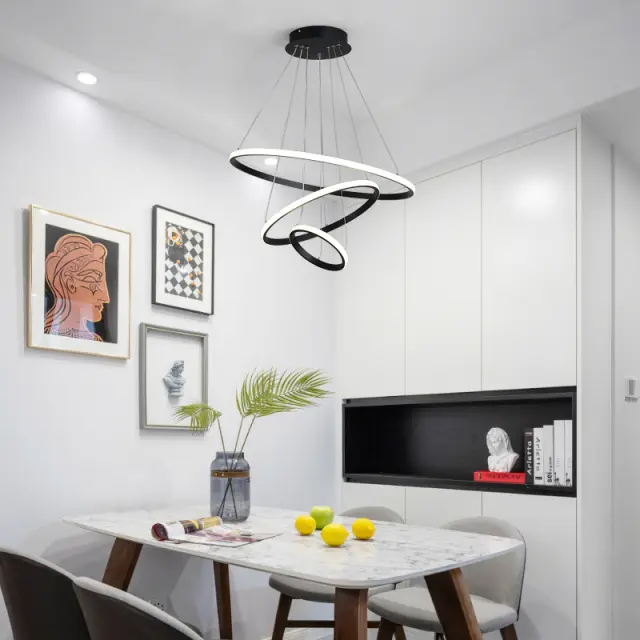 Φωτιστικό οροφής Rings pakoworld led μέταλλο μαύρο Φ60x100εκ 2