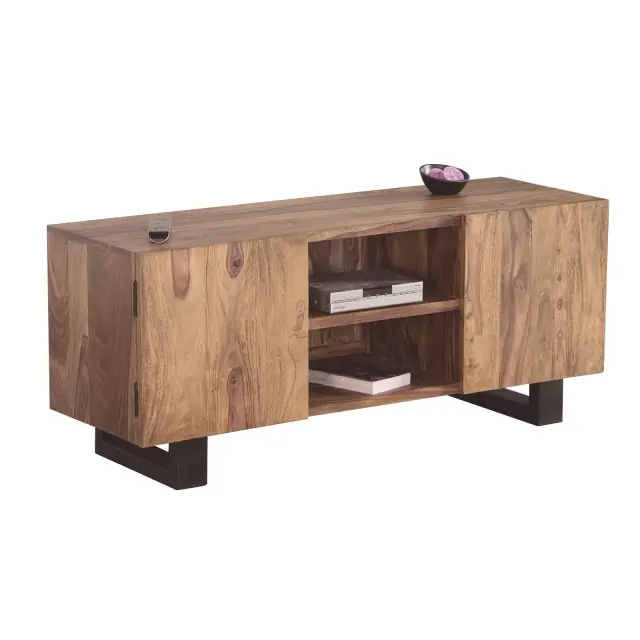 Έπιπλο TV NELSON Μέταλλο/Ξύλο Μαύρο/Φυσικό 130x43x55cm