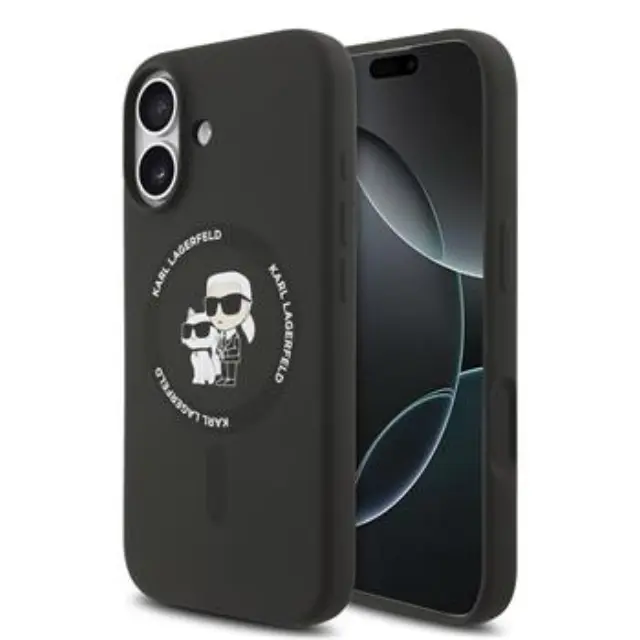 Karl Lagerfeld Liquid Silicone Karl and Choupette MagSafe Case for iPhone 17 Black