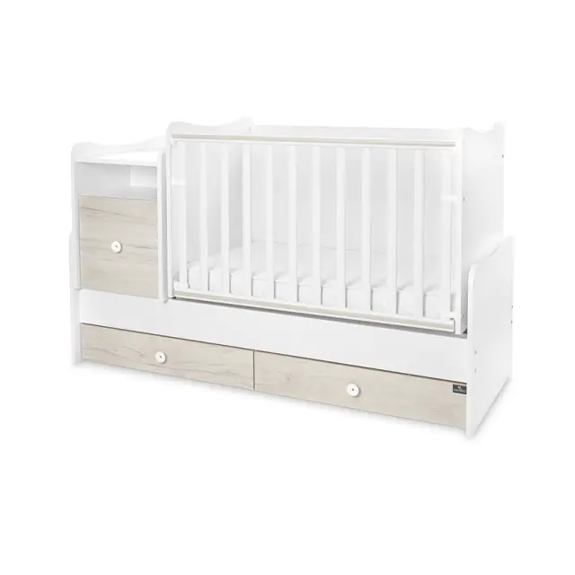 Lorelli Πολυμορφική κούνια - κρεβάτι "Trend Plus" 70/160 TRIO White -Light oak Λευκό