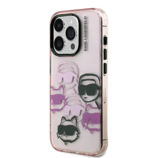 Karl Lagerfeld IML Multi K&CH Heads Case for iPhone 15 Pro Max Pink 2