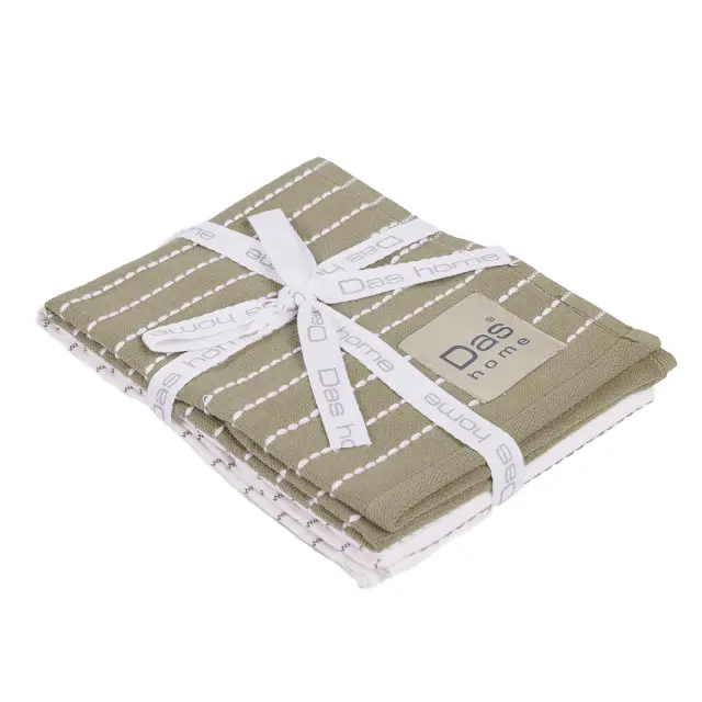 Πετσέτες Κουζίνας Σετ 2Τεμ 30x50 Das Home 0822 Green-White 100% βαμβακερό 2