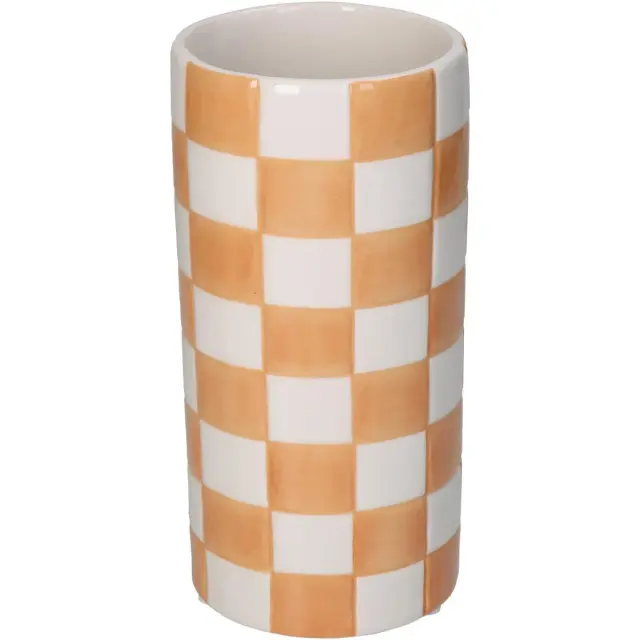 Βάζο Σκακιέρα Πορτοκαλί Δολομίτης 10.2x10.2x20.3cm