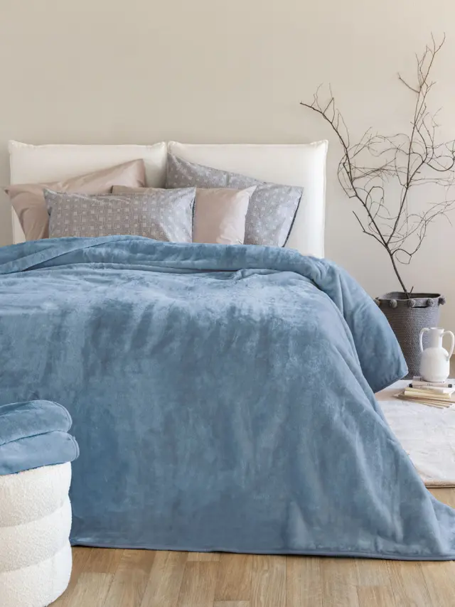 Κουβέρτα 160x220 Μονή Βελουτέ 550gsm Palamaiki Dream Velour 3 100% Πολυέστερ- Denim