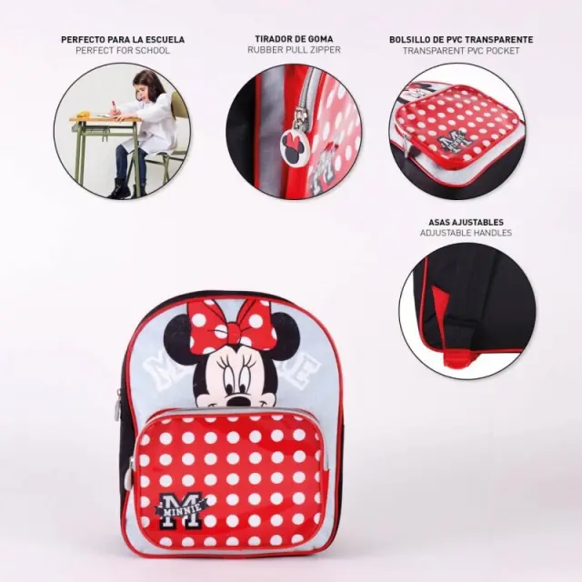 Disney Minnie Σχολική Τσάντα Πλάτης Νηπιαγωγείου 30 x 25 x 12 cm Κόκκινο 3