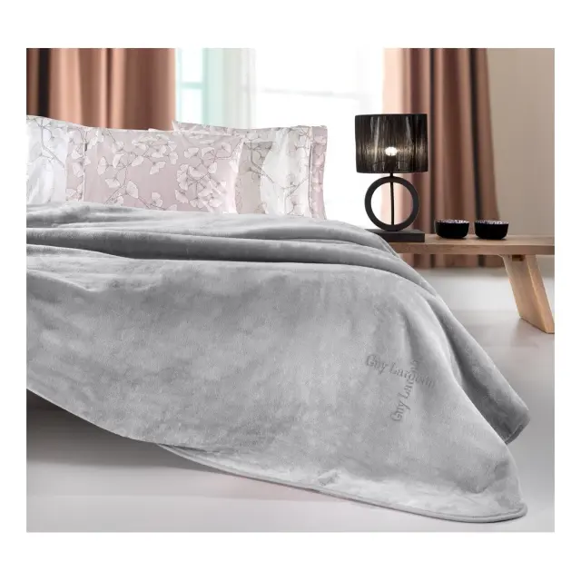 Κουβέρτα Βελουτέ Μονή Guy Laroche Logo Silver 160x220