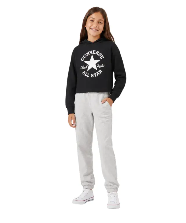 Converse - Παιδική Μπλούζα Φούτερ με Κουκούλα 4CH525-023 Μαύρο 3
