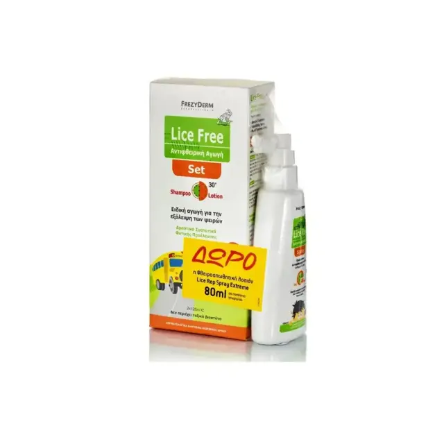 Frezyderm Λοσιόν & Σαμπουάν για Πρόληψη & Αντιμετώπιση Ενάντια στις Ψείρες Lice Free , Lice Rep Extreme Repellent για Παιδιά 330ml
