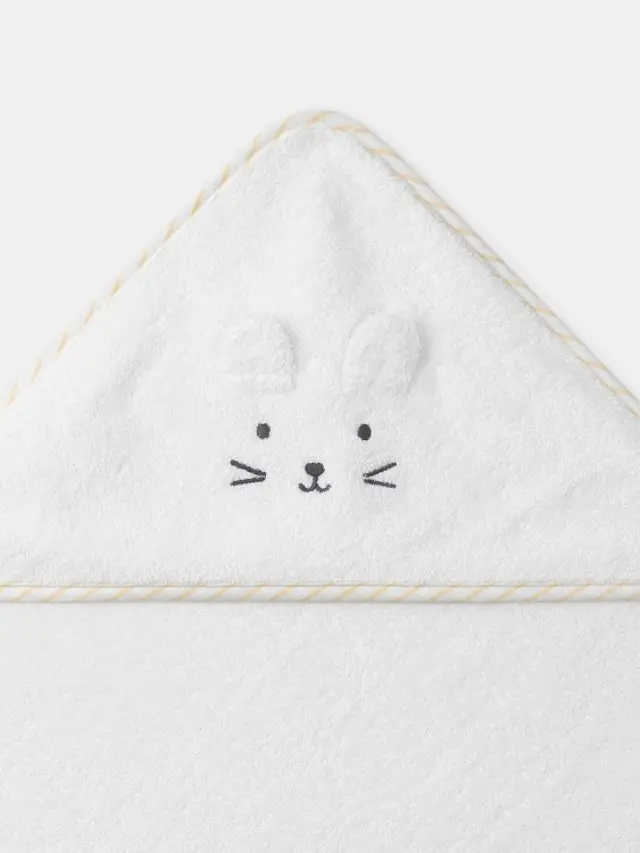 Βρεφική Κάπα Μπάνιου με Γαντάκι Bunny ΕΚΡΟΥ - One Size 3