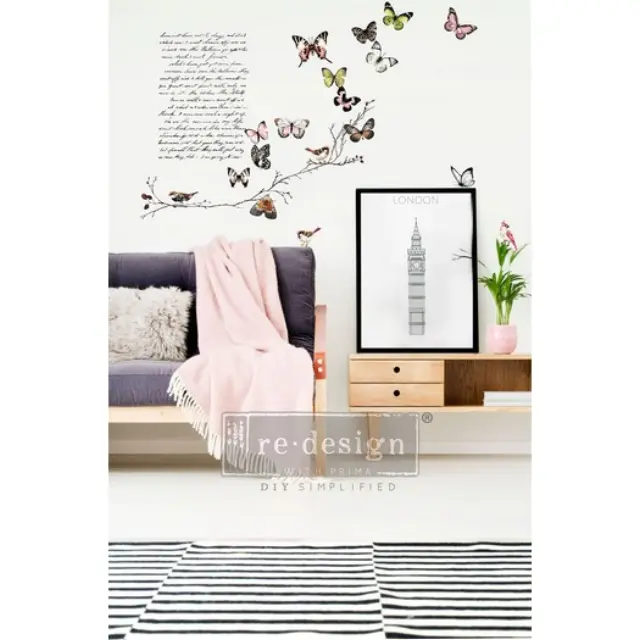 Χαρτί Decor Transfer Prima Re-Design, Parisian Butterflies, 4 σχέδια 2