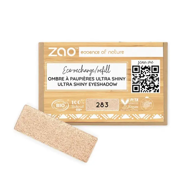 Zao Organic Eyeshadow Rectangle Ultra Shiny Refill - Βιολογική Ultra Shiny Σκιά Ματιών (Ανταλλακτικό) - Zao 283 Golden