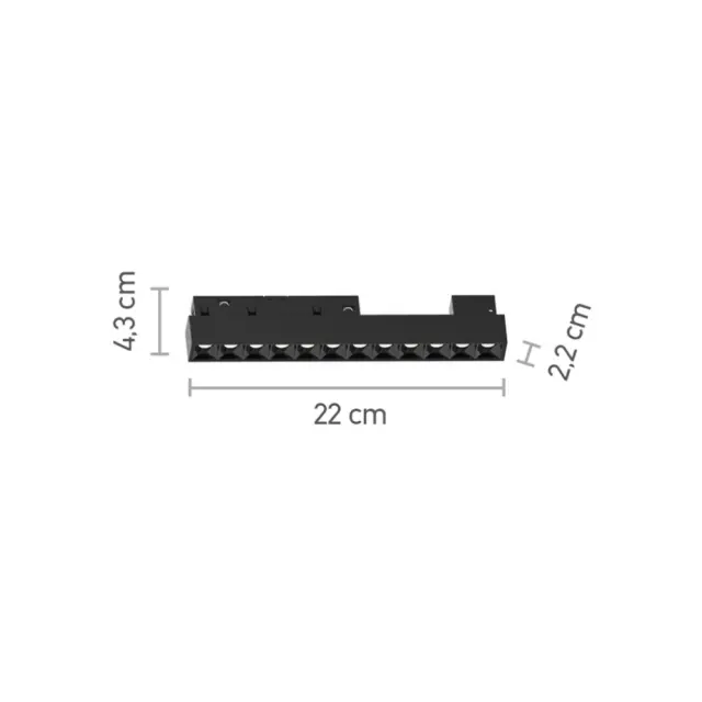 Inlight Φωτιστικό LED 12W 3CCT για μαγνητική ράγα σε μαύρη απόχρωση D:22X2,4X4,3cm (TM0050-Black) 2