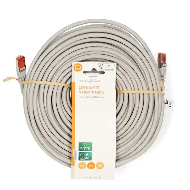 NEDIS CCGL85220GY300 ΚΑΛΩΔΙΟ ΔΙΚΤΥΟΥ ΜΗΚΟΥΣ CAT 6 S/FTP 30m ΓΚΡΙ 3
