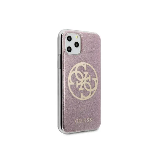 Guess 4G Glitter Back Cover Ροζ Circle Cover (iPhone 11 Pro Max)