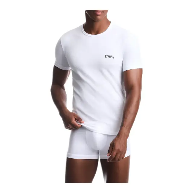 Emporio Armani Ανδρικό T-Shirt Chest Logo - Διπλό Πακέτο, Χρώμα Λευκό-Μαύρο 2