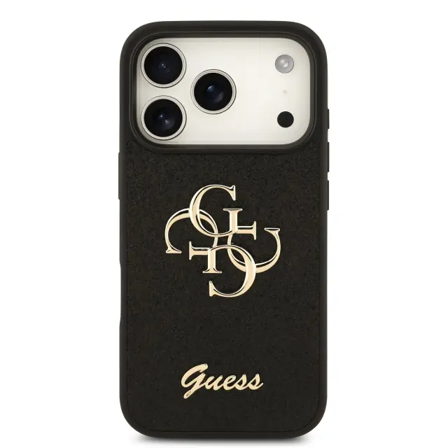 Guess PU Fixed Glitter 4G Metal Logo Case for iPhone 18 Pro Black 3