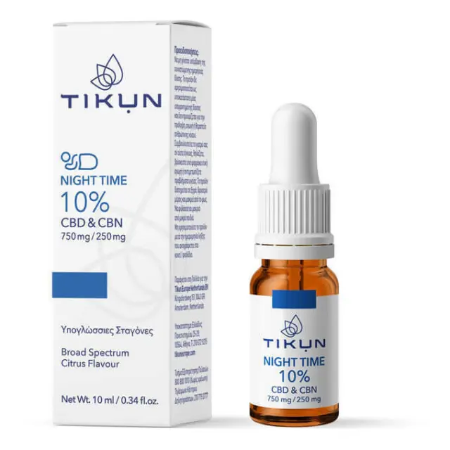 Tikun | Night Time 10% | Έλαιο Κάνναβης σε Υπογλώσσιες Σταγόνες με 10% CBD με Γεύση Κίτρο |10ml 2