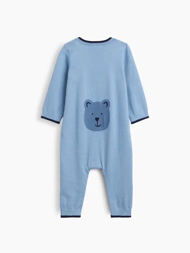 Βρεφικό Ολόσωμο Πλεκτό Κορμάκι με Brannan Bear Blue suede