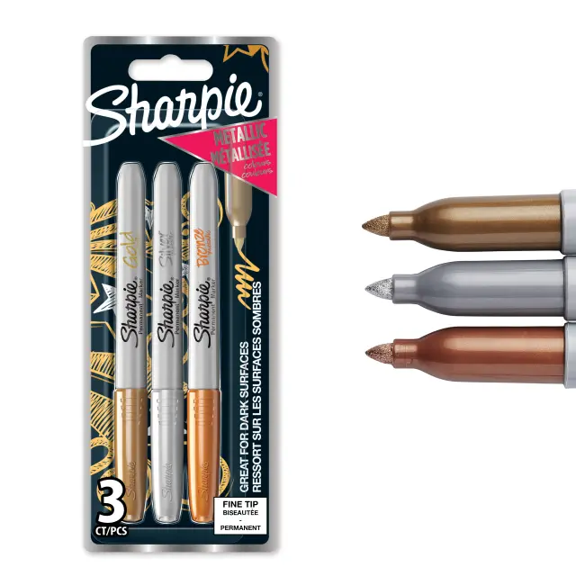 Sharpie - Metallic 3-Blister - Gold/Silver/Bronze - 1.4 mm - Toys
