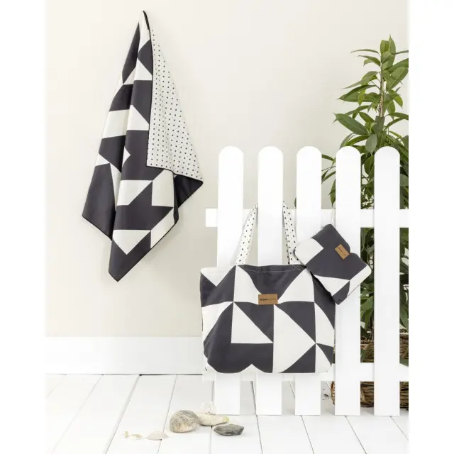 Πετσέτα Θαλάσσης 80x160 200gsm Nima Abstract White-Black 100% Microfiber 2