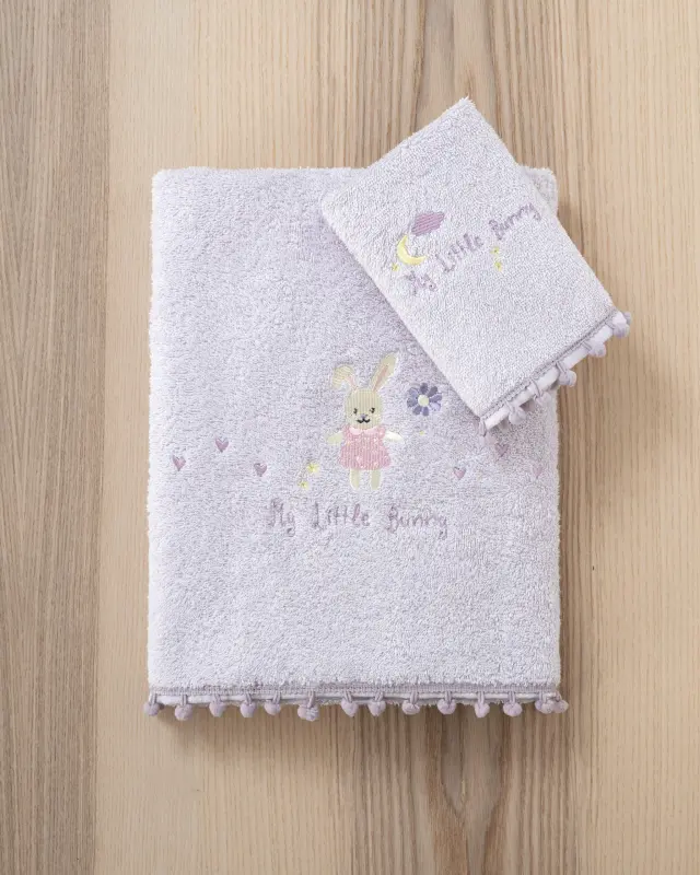 Nima Bebe Σετ Πετσέτες (30x50 + 70x140) - My Little Bunny Λιλά