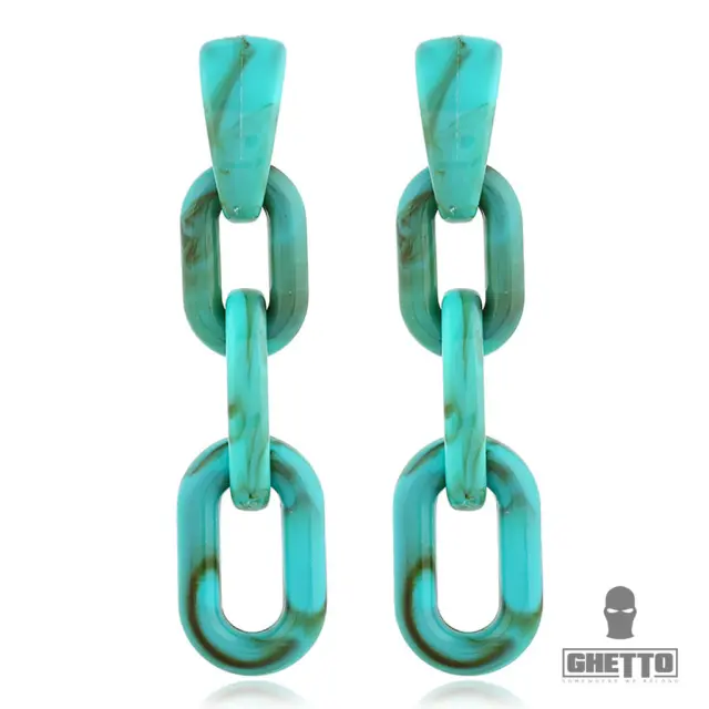 Ghetto Acrylic Lock Jewelry Chain Terms Earrings Green