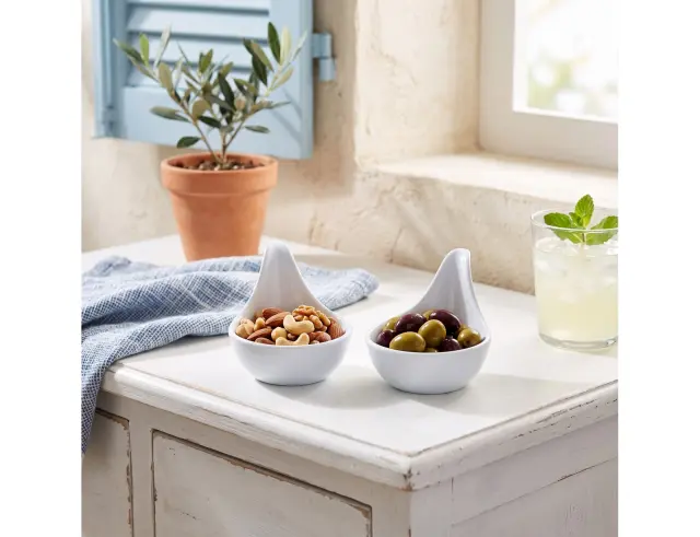 2 Μπωλ Σερβιρίσματος FOOD FOR FUN 24302063 Πορσελάνη, Οβάλ με χερούλι, Ø7x6cm, άσπρα 24302063