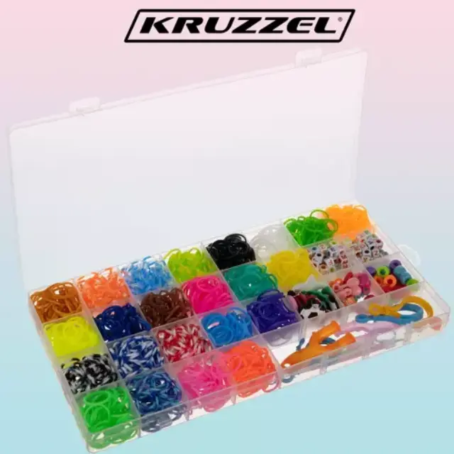 Kruzzel Κασετίνα Σετ με Πλαστικά Λαστιχάκια για Κατασκευή Βραχιολιών DIY 1500 Τεμαχίων 3