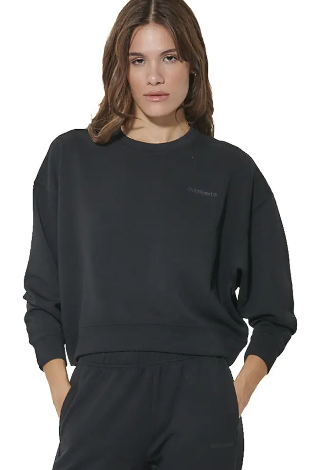 Body Action Modal Crop Sweatshirt Black 061623-01-01 - L