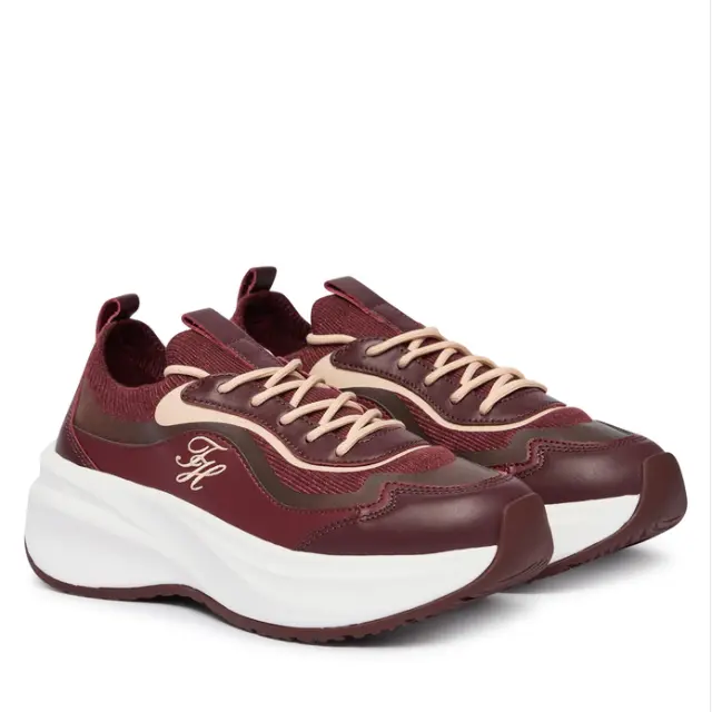 Γυναικεία Δερμάτινα Sneakers Tommy Hilfiger FW0FW09484-XUT Μπορντό Μπορντό - 38 2