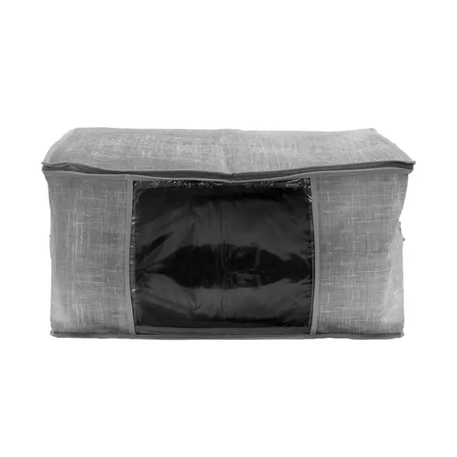 Θήκη Αποθήκευσης Grey Non Woven Υφασμάτινη Με Διπλό Φερμουάρ 60X45X30Cm 2