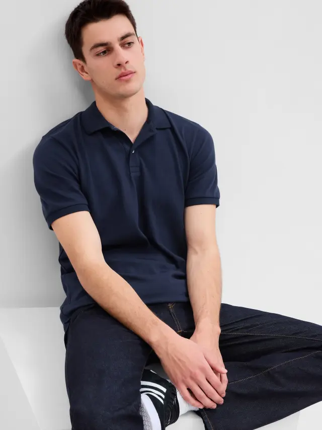 Μπλε Πικέ Polo Μπλούζα Tapestry Navy