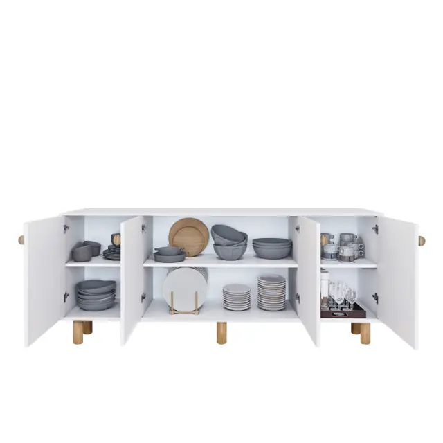 Μπουφές Bohemian Megapap χρώμα λευκό - φυσικό οξιάς 180x40x75εκ. 3