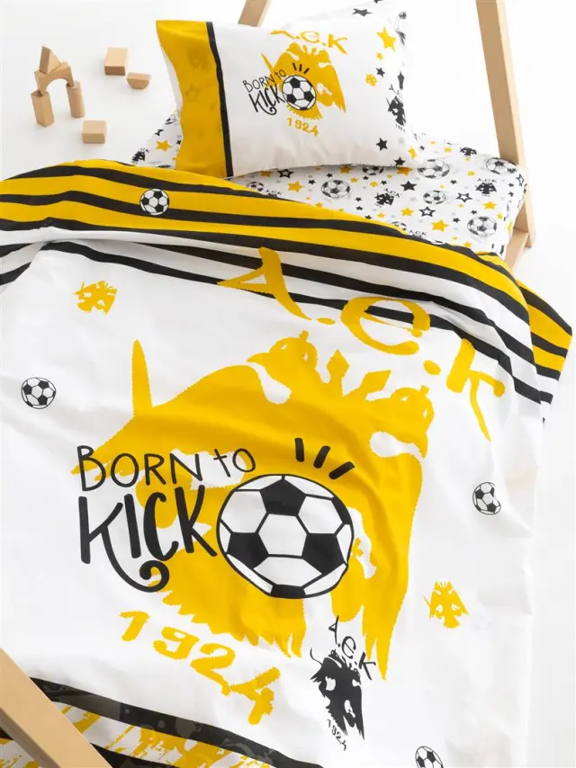 Σετ Σεντόνια Κούνιας 130x170 Official Team Licensed Palamaiki AEK8 100% βαμβακερόΧωρίς Λάστιχο