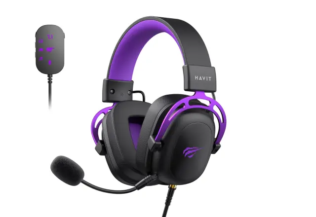 Havit H2002C+U - gaming headphones (black and purple)