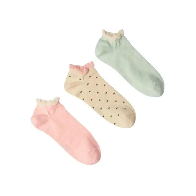 FMS Γυναικείες Κάλτσες Sneaker Pois - 3 Ζεύγη, Χρώμα Mint-Tan-Pink Pal - ONESIZE