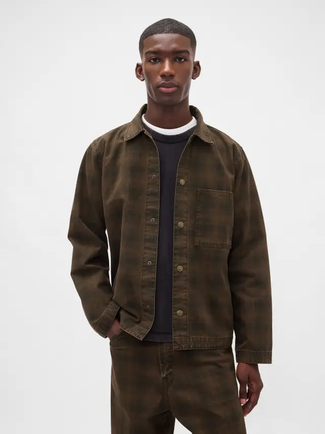 Καρό Canvas Denim Overshirt BROWN PLAID