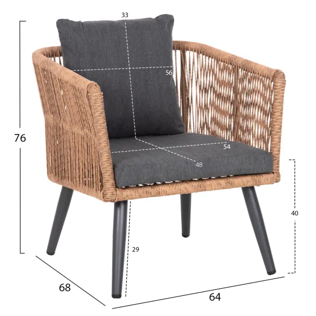 ΣΑΛΟΝΙ ΕΞ.ΧΩΡΟΥ 4ΤΜΧ FB96057.03 ΑΛΟΥΜ.ΑΝΘΡΑΚΙ-PE RATTAN ΜΠΕΖ-ΑΝΘΡΑΚΙ ΜΑΞΙΛΑΡΙΑ 2