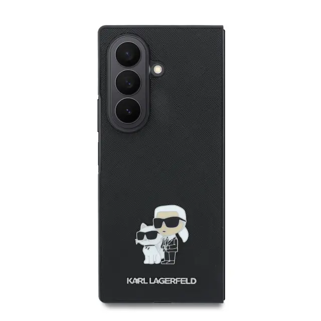 Karl Lagerfeld PU Saffiano Karl and Choupette Case for Samsung Galaxy Z Fold 8 Ultra Black 2