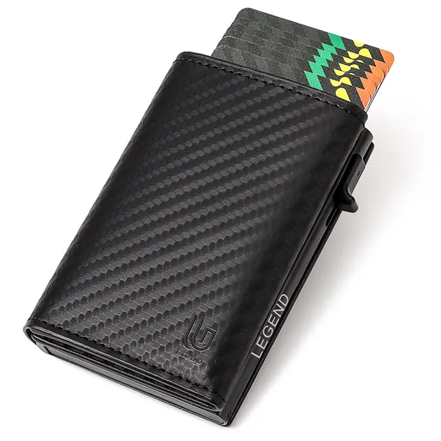 Μαύρο Πορτοφόλι Carbon Fiber RFID με Pop-up Μηχανισμό 3