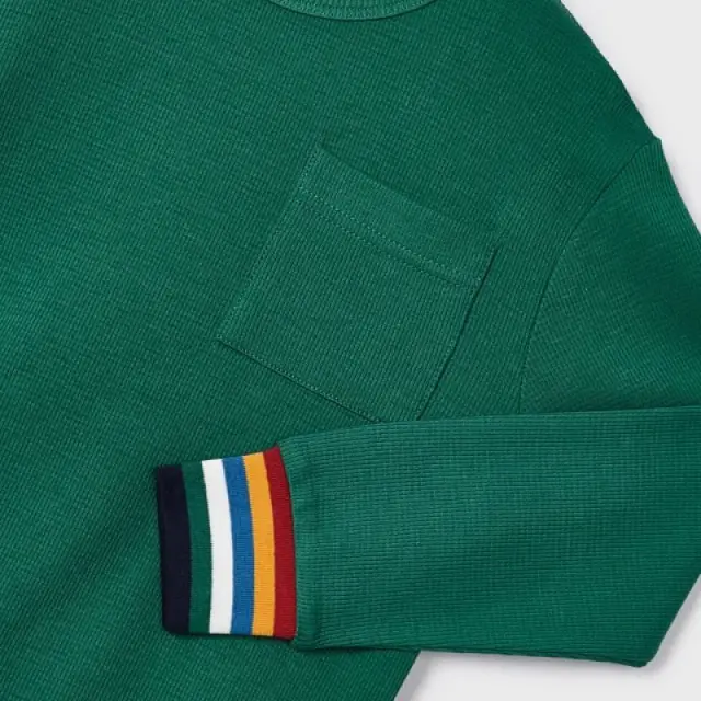 Baby 6 μηνών έως 4 ετών Μπλούζα ρίγες στον καρπό Better Cotton πράσινο - 3Ε 3