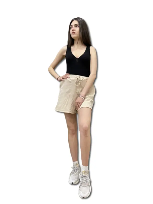 Σορτς corduroy shorts μπεζ AN3958 GLAMOROUS
