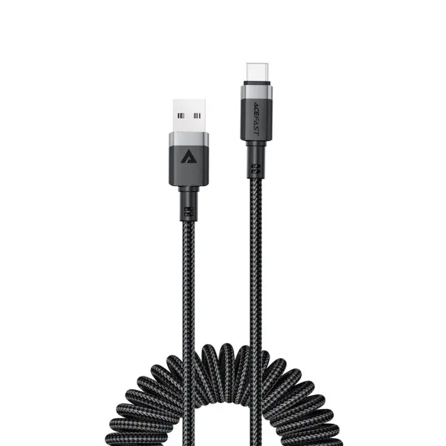 Καλώδιο Σύνδεσης Acefast C14-04 USB-A σε USB-C 3A Fast Charge USB2.0 Spring Braided Μαύρο 1.2m.
