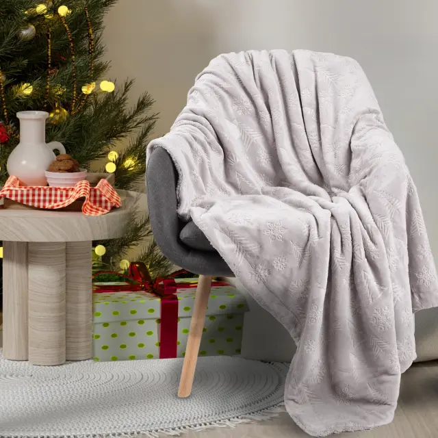 Κουβέρτα Καναπέ 130x170 330gsm Fleece-Sherpa Xmas Das Home 1373 Grey 100% Πολυέστερ