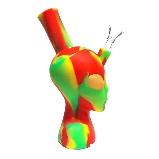 Silicone Bong Alien Head Rasta 20cm 3