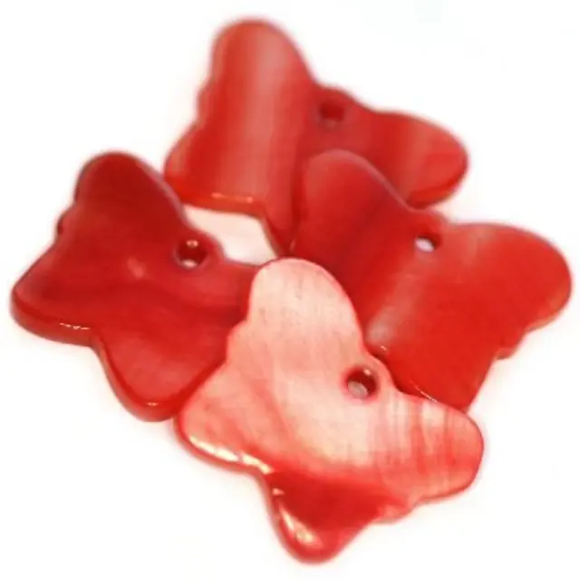 Mother of Pearl Πεταλούδες Red 10x19mm - 10τεμ