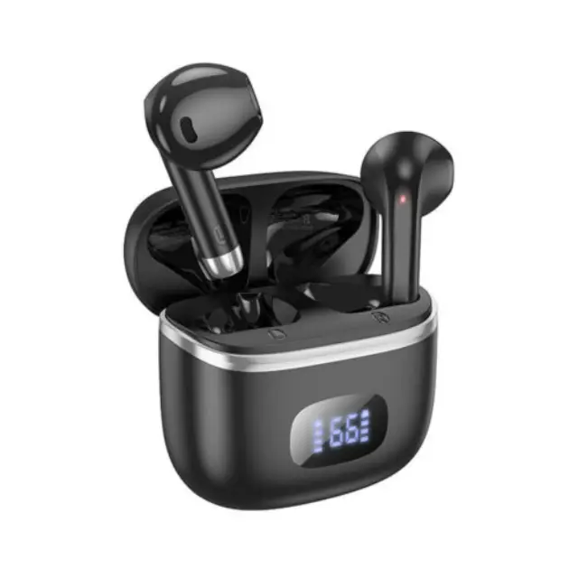 Hoco EQ1 Earbud / In-ear Bluetooth Handsfree Ακουστικά με Θήκη Φόρτισης Μαύρα
