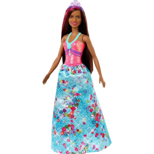 Mattel Barbie: Dreamtopia - Κούκλα Πριγκίπισσας Μελαχρινή Σκούρο Δέρμα με Ροζ Ραβδωτά Μαλλιά (GJK15)