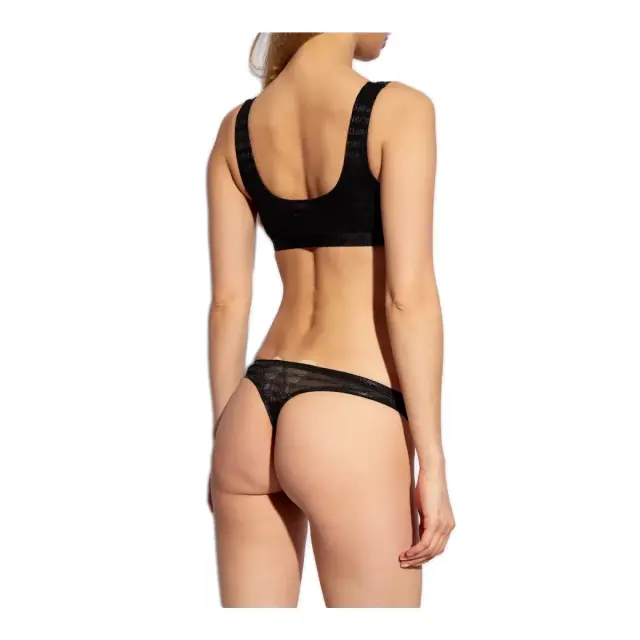 Emporio Armani Γυναικείο String Logo Lace - Διπλό Πακέτο, Χρώμα Μαύρο 3